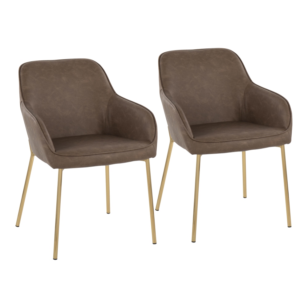 LumiSource Daniella Contemporary Dining Chairs, Espresso/Gold,