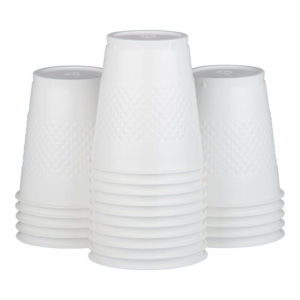 JAM PAPER Plastic Party Cups, 12 oz, White,