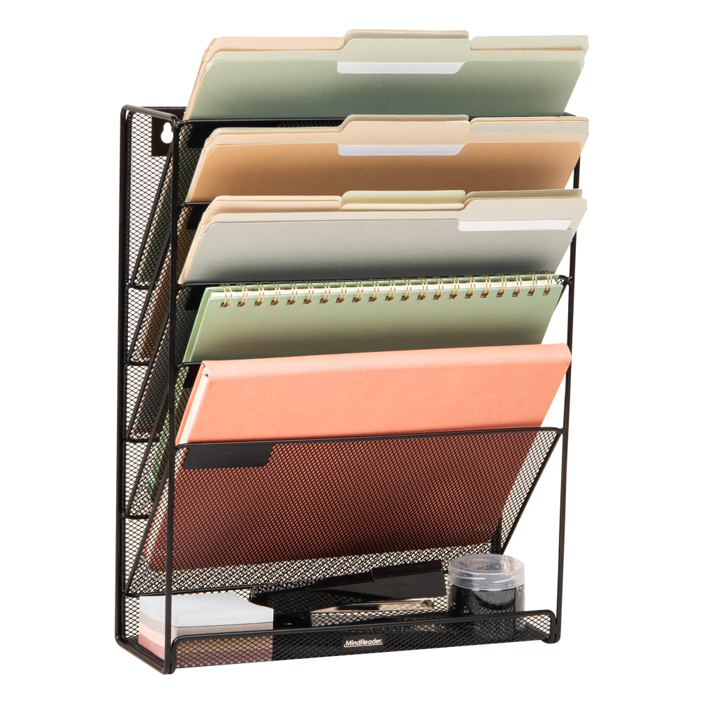 Mind Reader 5-Tier Vertical File Storage Basket, 16"H