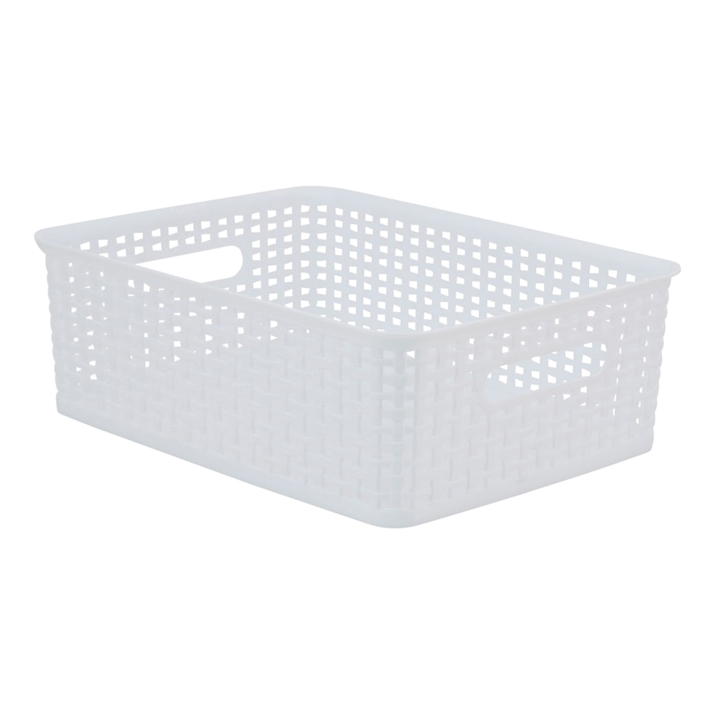 Realspace® Plastic Weave Bin, Small Size, White