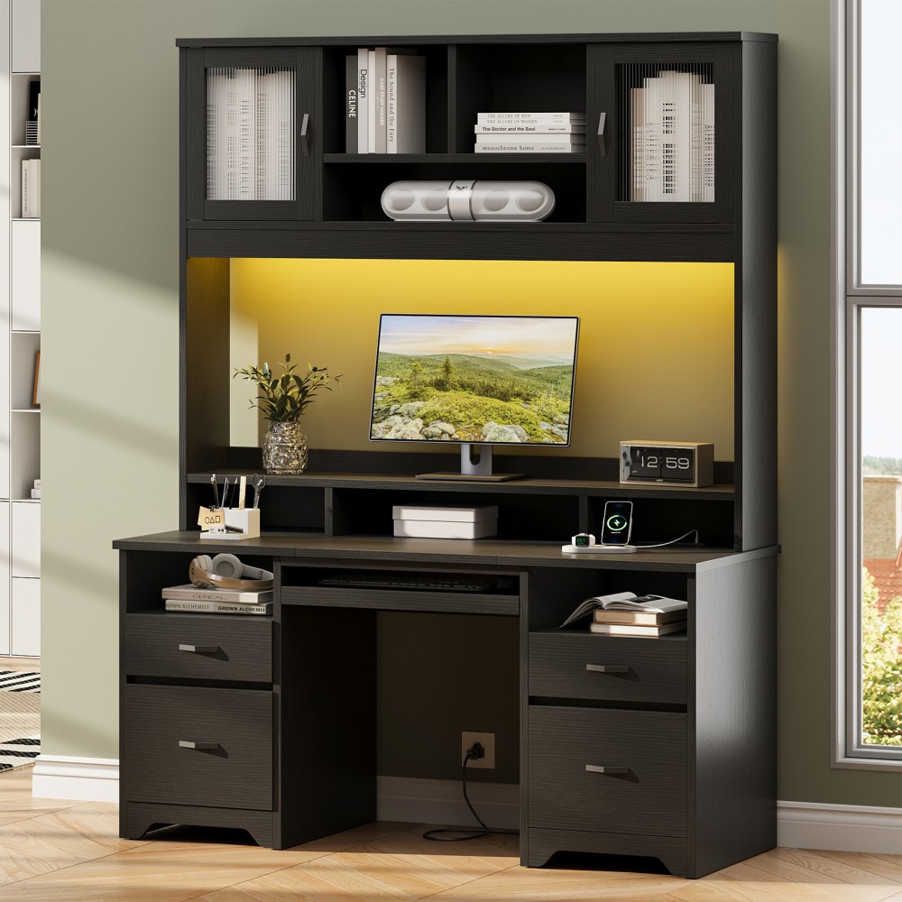 Bestier 59"W Rectangular Executive Ergonomic Computer Desk,
