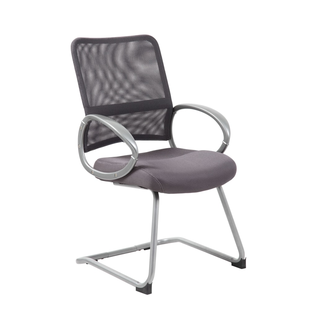 Boss Office Products Mesh Guest Chair, Charcoal Gray/Pewter