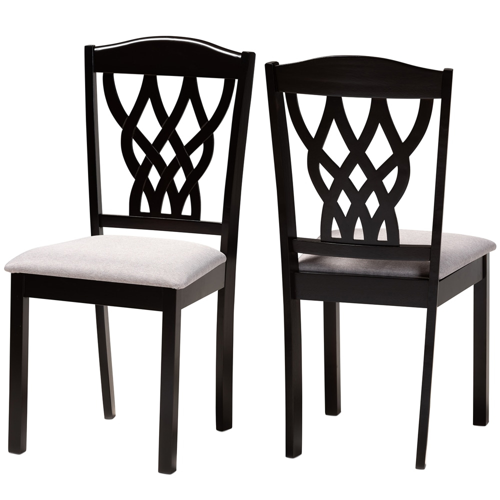 Baxton Studio Delilah Dining Chairs, Gray/Dark Brown, Set