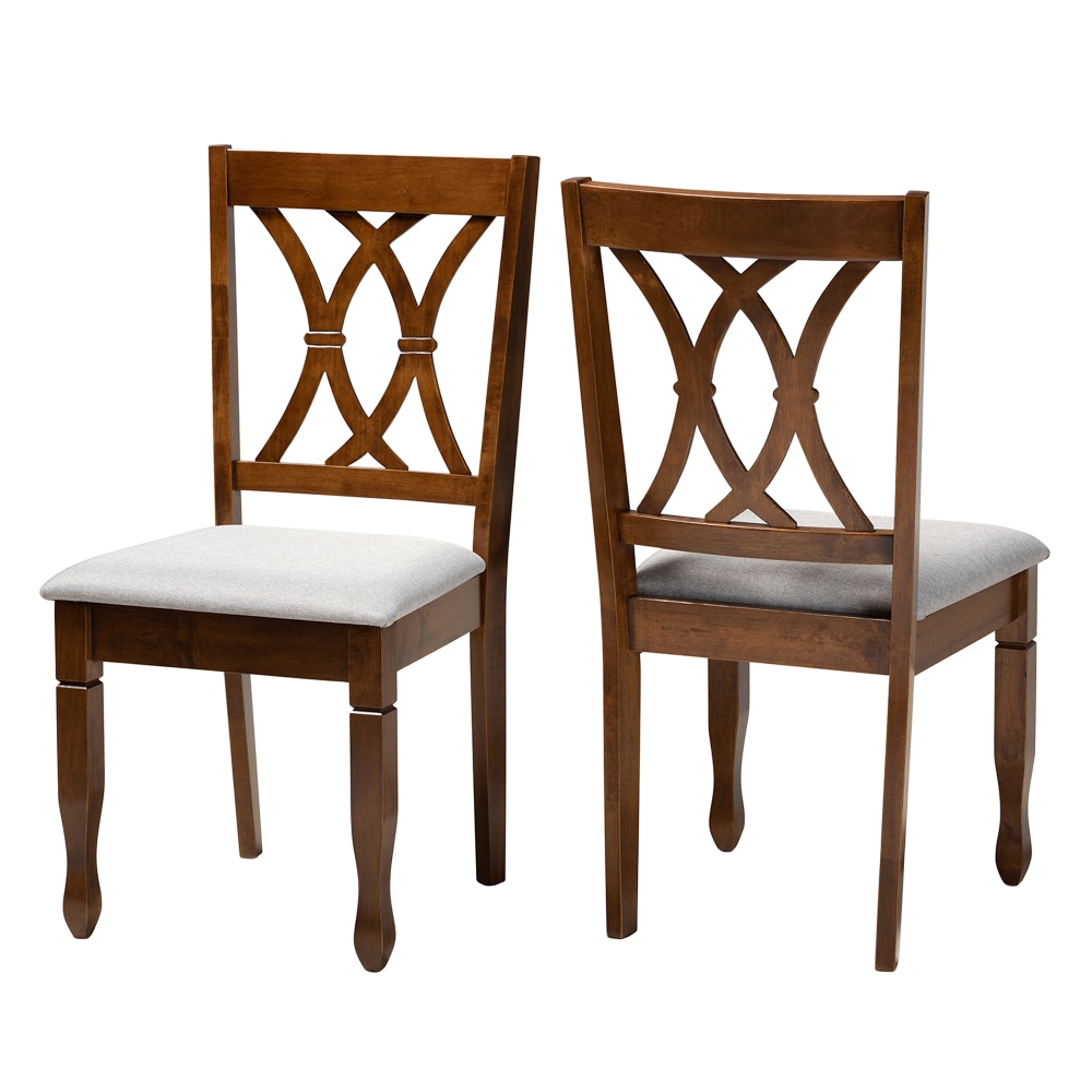 Baxton Studio Dining Chairs, Gray/Walnut Brown, Set Of