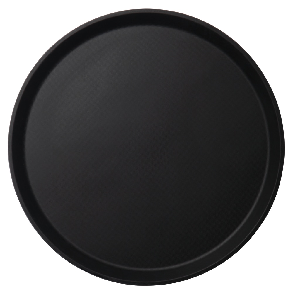 Cambro Round Camtread Trays, 16", Black, Set Of