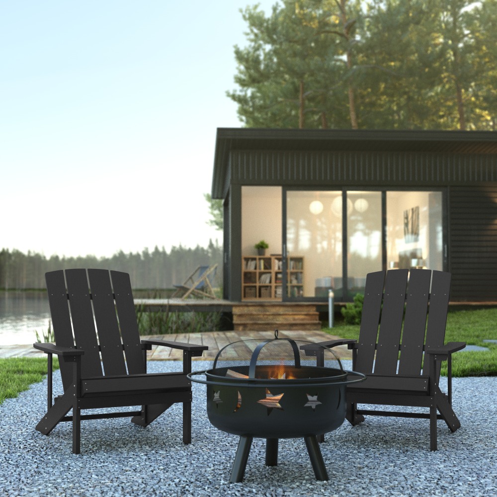 Flash Furniture 3-Piece Charlestown Adirondack Chair Set, Slate