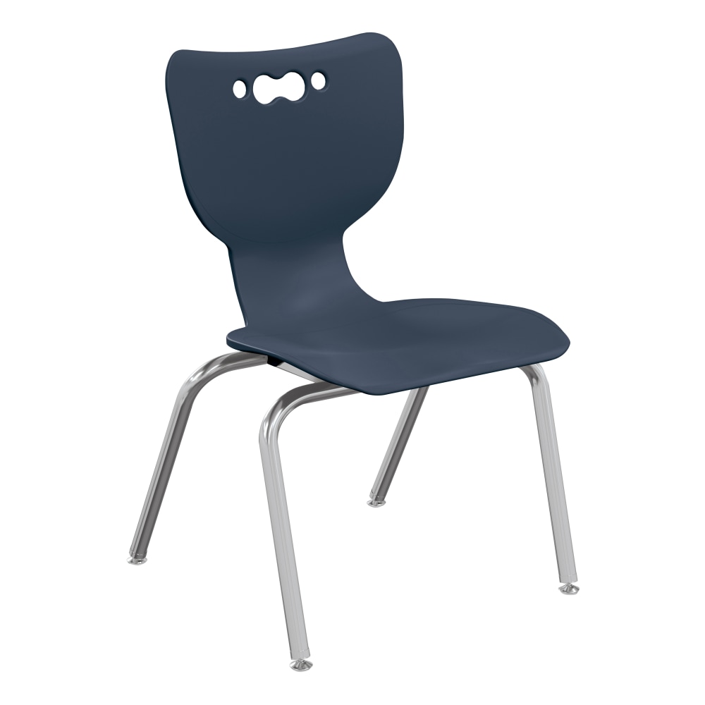 Hierarchy 4-Leg Stackable Student Chairs, 14", Navy/Chrome,