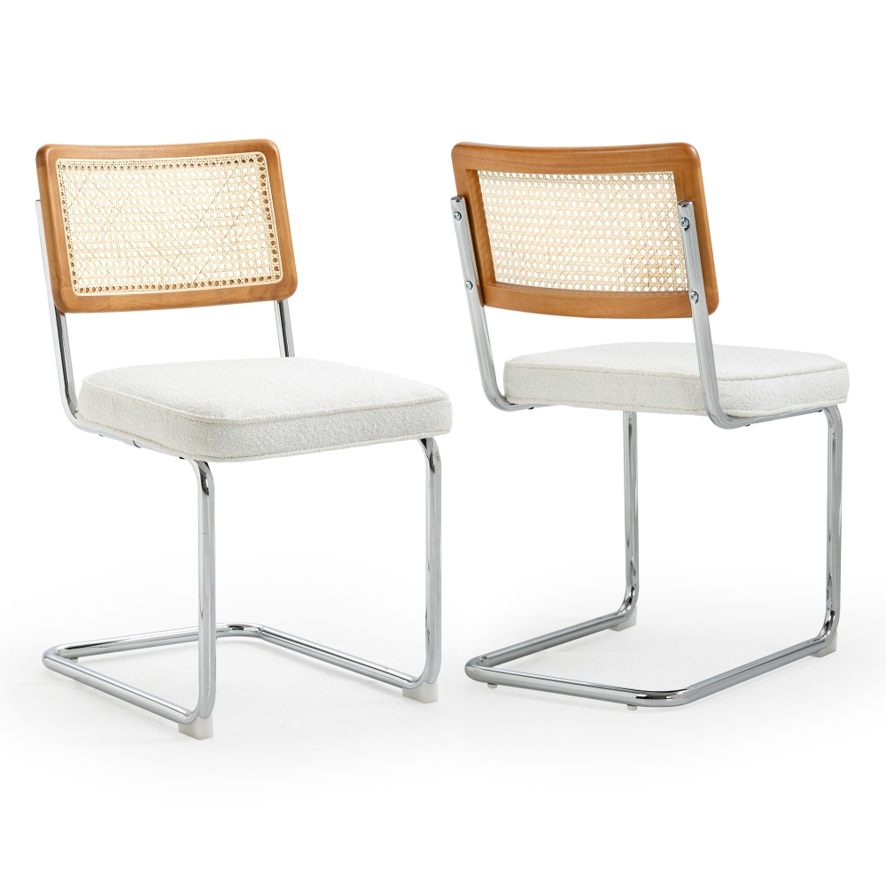 Glamour Home Aziel Boucle Dining Accent Chairs, White,