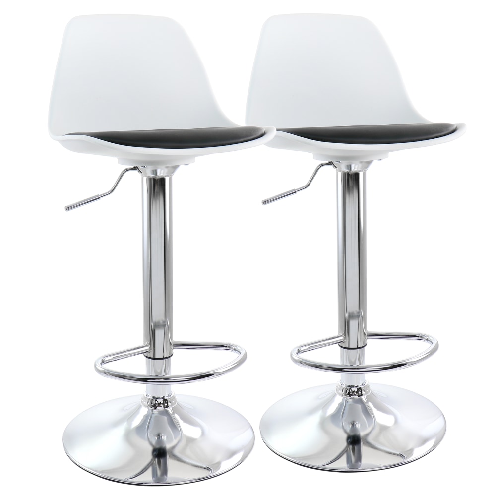 Elama Adjustable Bar Stools, Black/White, Set Of 2
