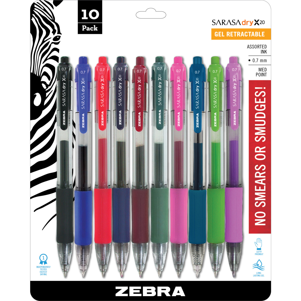 Zebra® Pen SARASA® Retractable Gel Pens, Pack Of