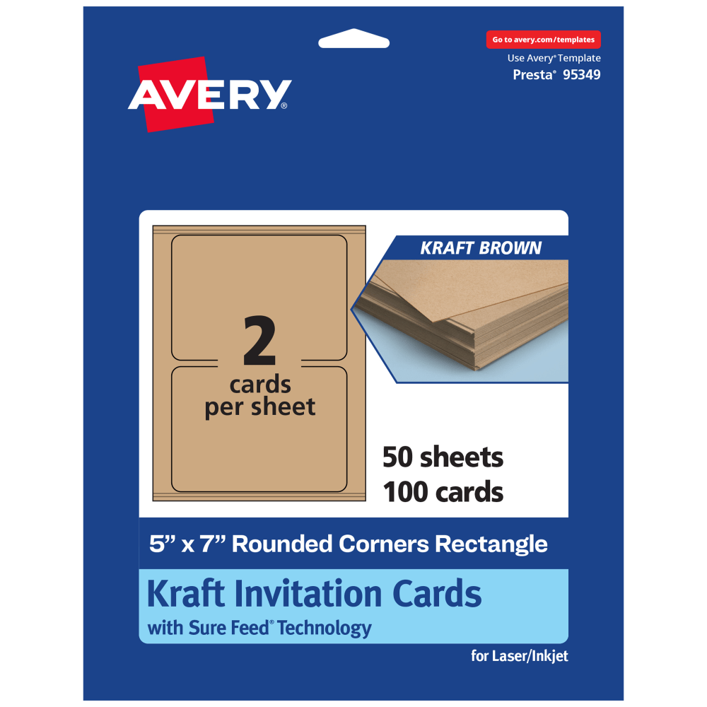 Avery® Printable Invitation Cards With Sure Feed® Technology,