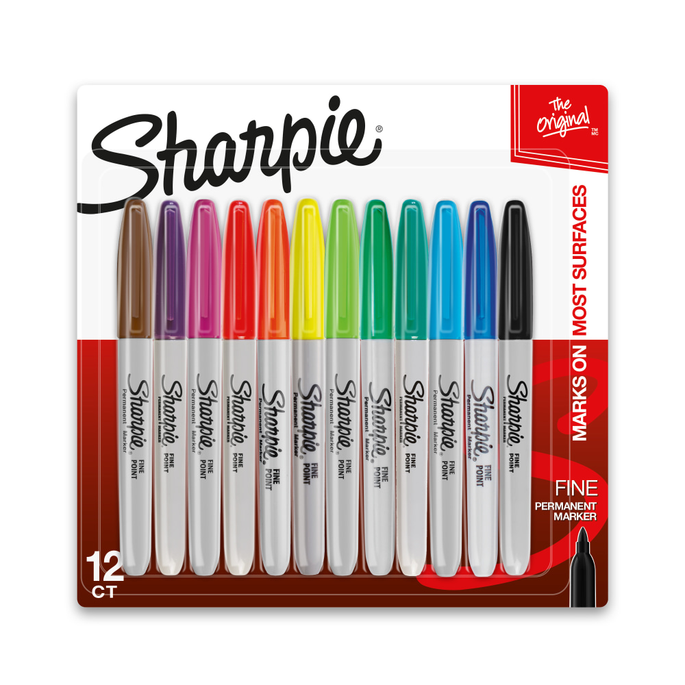 Sharpie® Permanent Fine-Point Markers, Assorted Colors, Pack Of