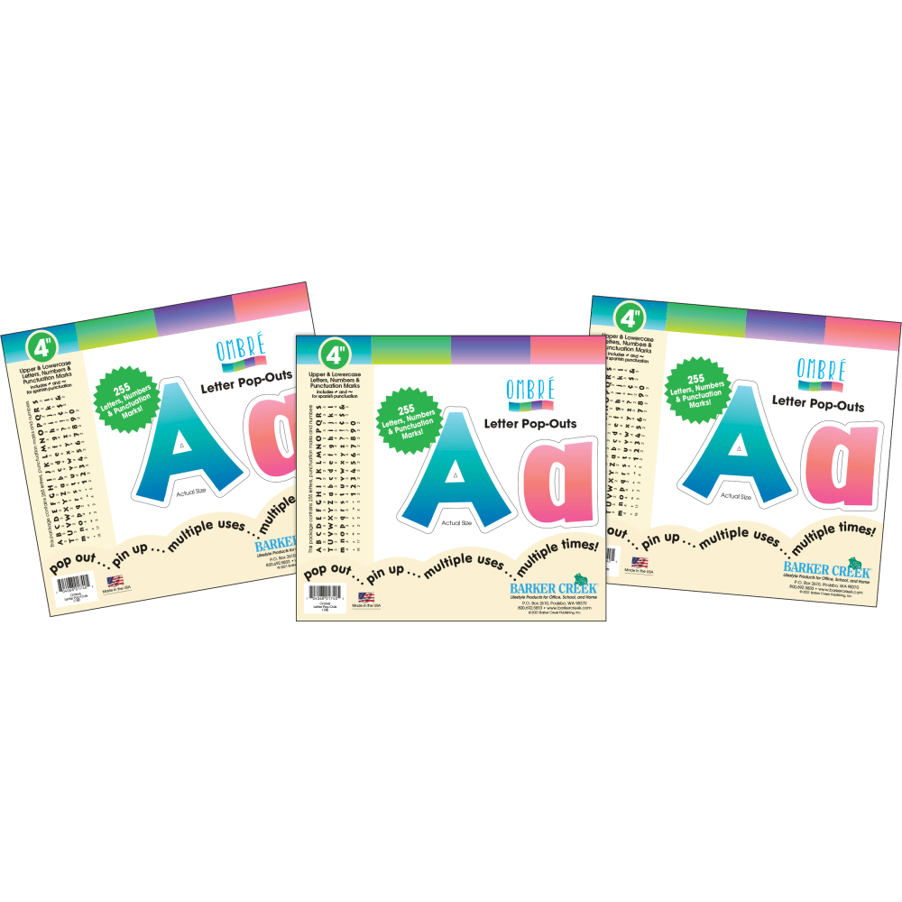 Barker Creek Letter Pop-Outs, 4”, Ombré, Set Of