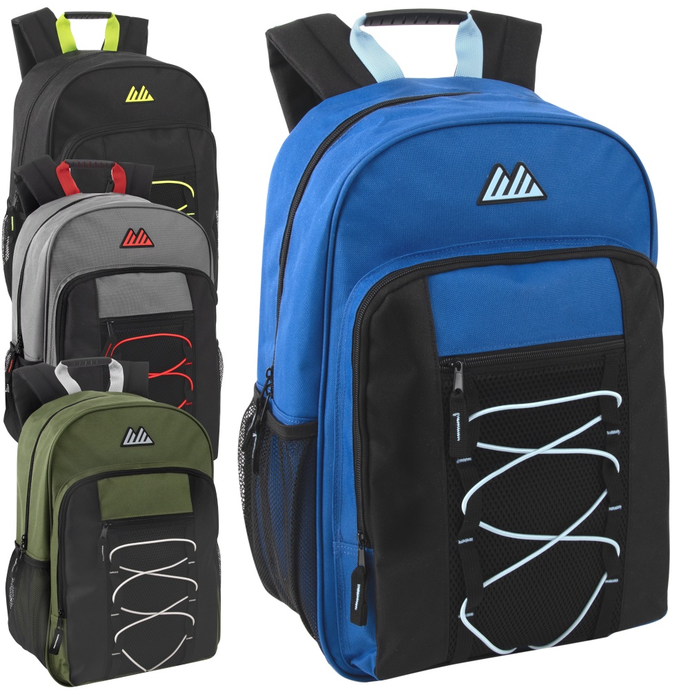 Summit Ridge Bungee Backpacks, Assorted Colors, Case Of