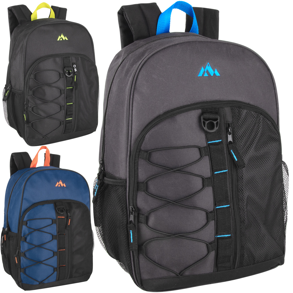 Summit Ridge Bungee Backpacks, Assorted Colors, Case Of