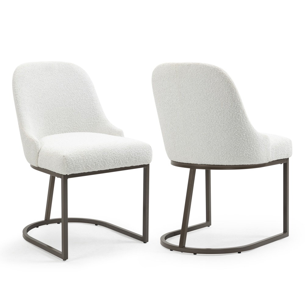 Glamour Home Ayane Boucle Dining Accent Chairs, White,