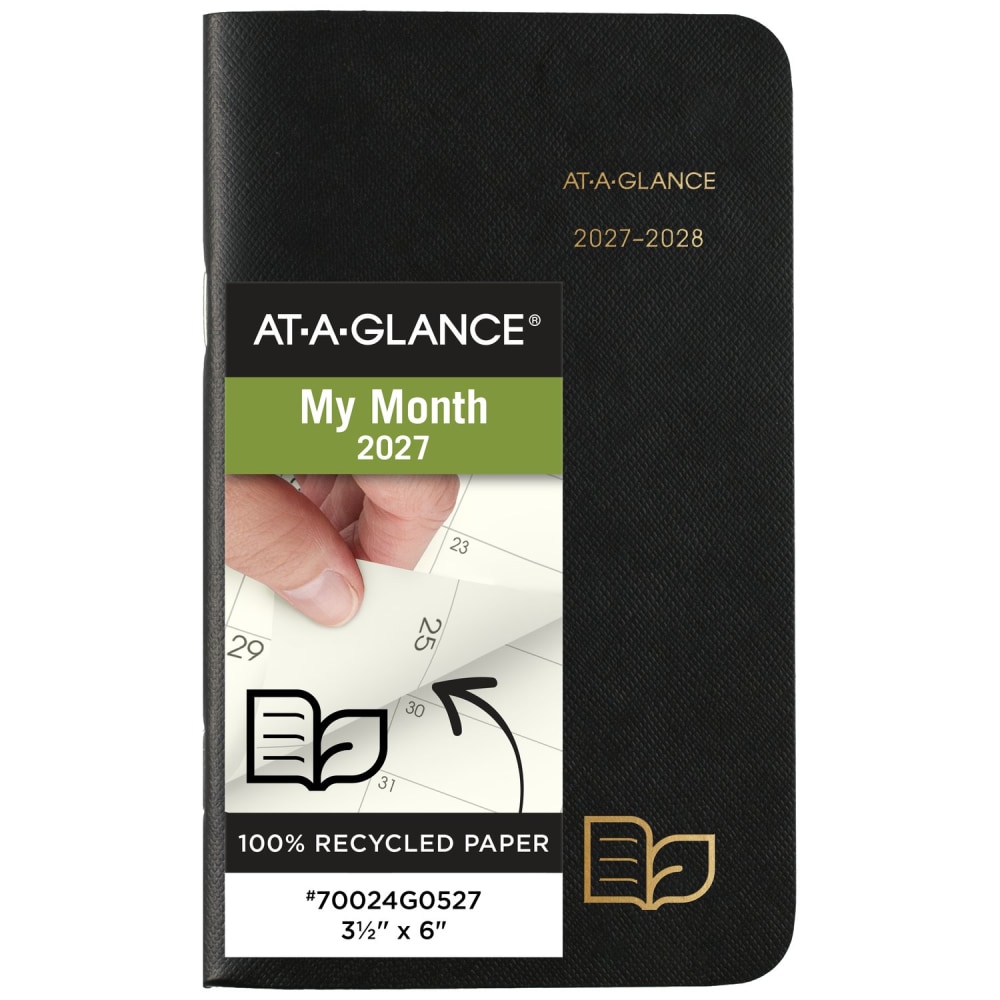 AT-A-GLANCE® 2027-2028 Recycled Two Year Monthly Planner, Black,