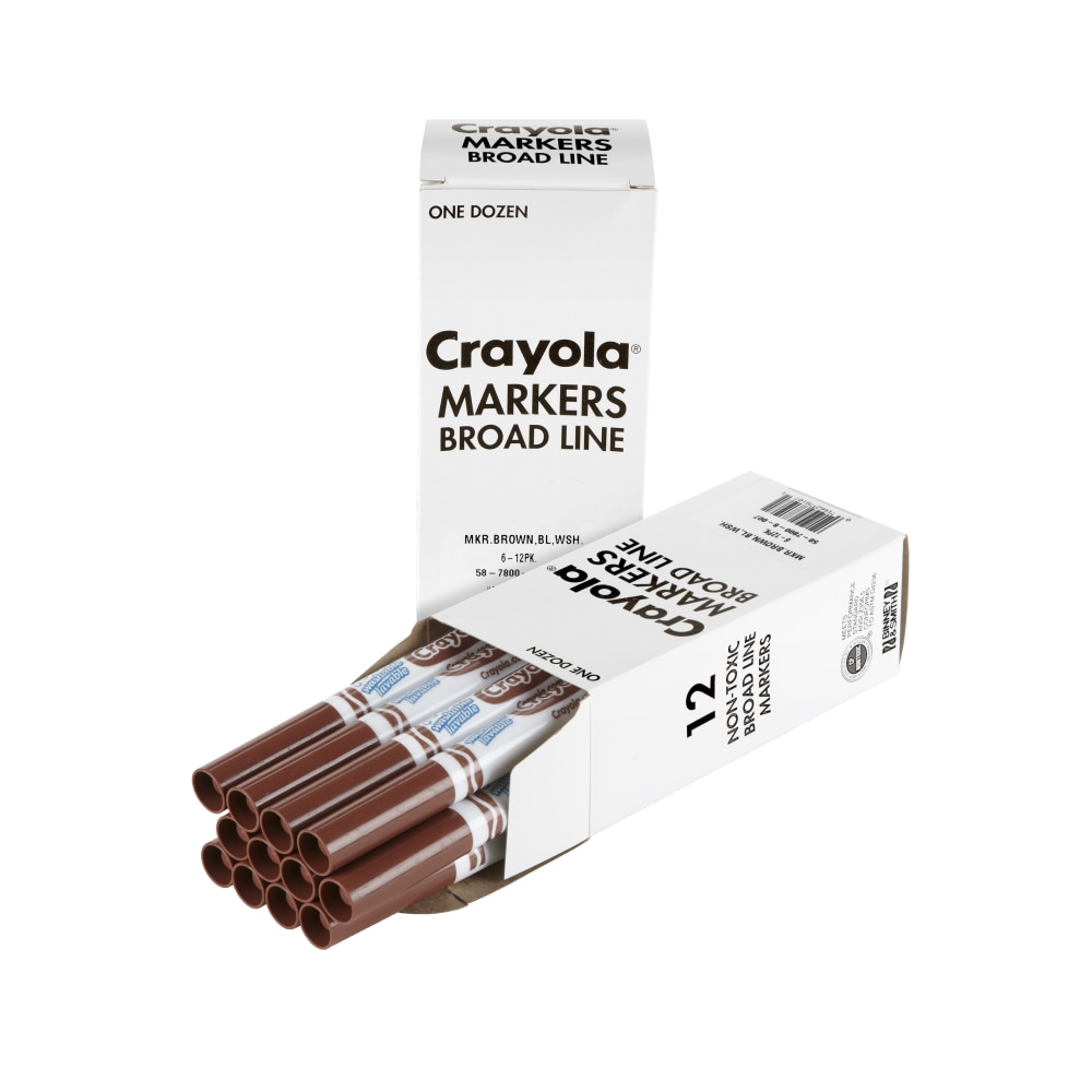 Crayola® Washable Broad Line Markers, Brown, Pack Of