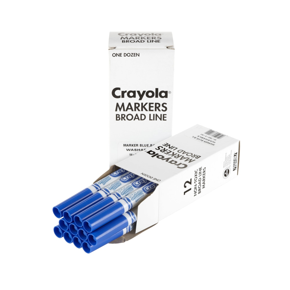 Crayola® Washable Broad Line Markers, Blue, Pack Of