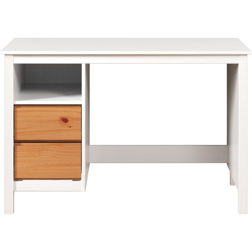 Trendfurn Eclipse 46"W Desk With Storage, White/Honey