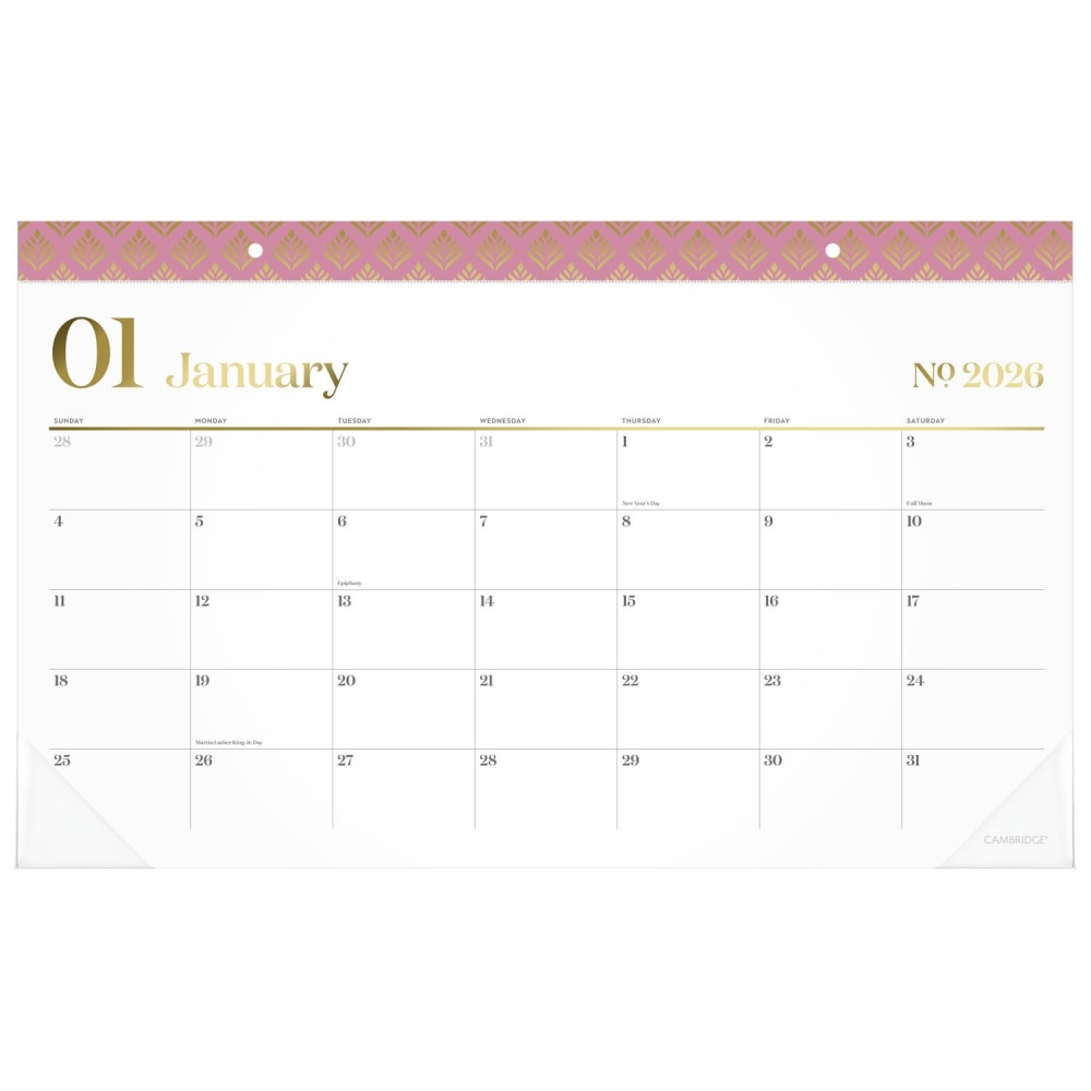 Cambridge® WorkStyle® 2026 Monthly Desk Pad Calendar, Cosmetic