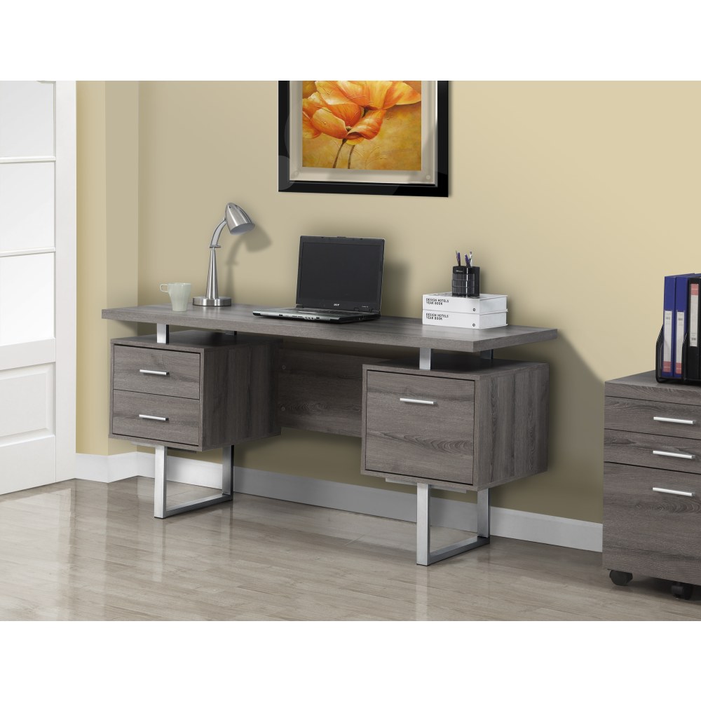 Monarch Specialties 60"W Retro-Style Computer Desk, Dark