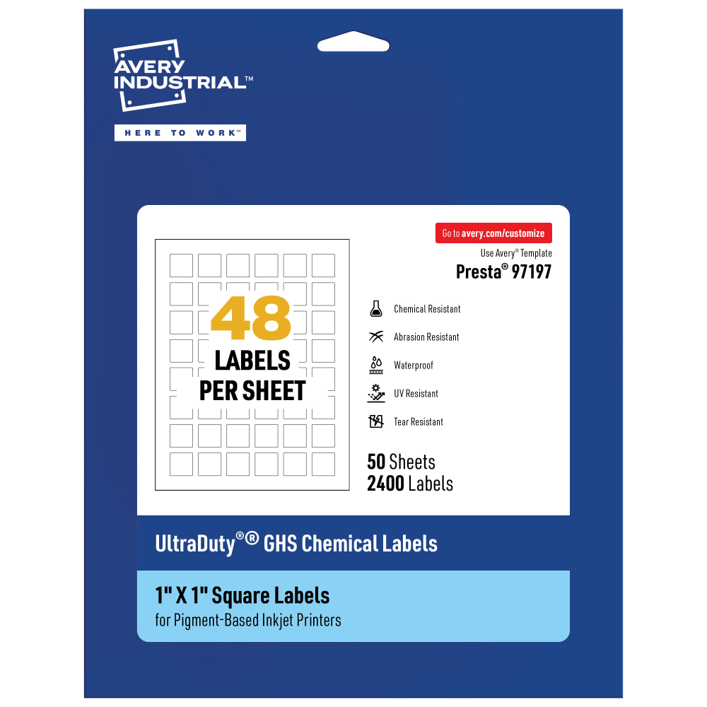 Avery® Ultra Duty® Permanent GHS Chemical Labels, 97197-WMUI50,