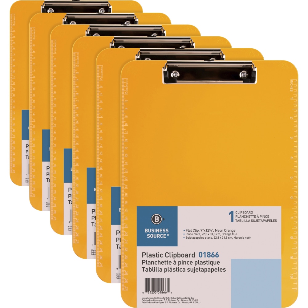 Business Source Flat Clip Clipboard - 9" x