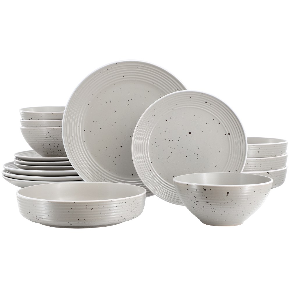 Elama Emilia 16-Piece Assorted Double Bowl Stoneware Dinnerware