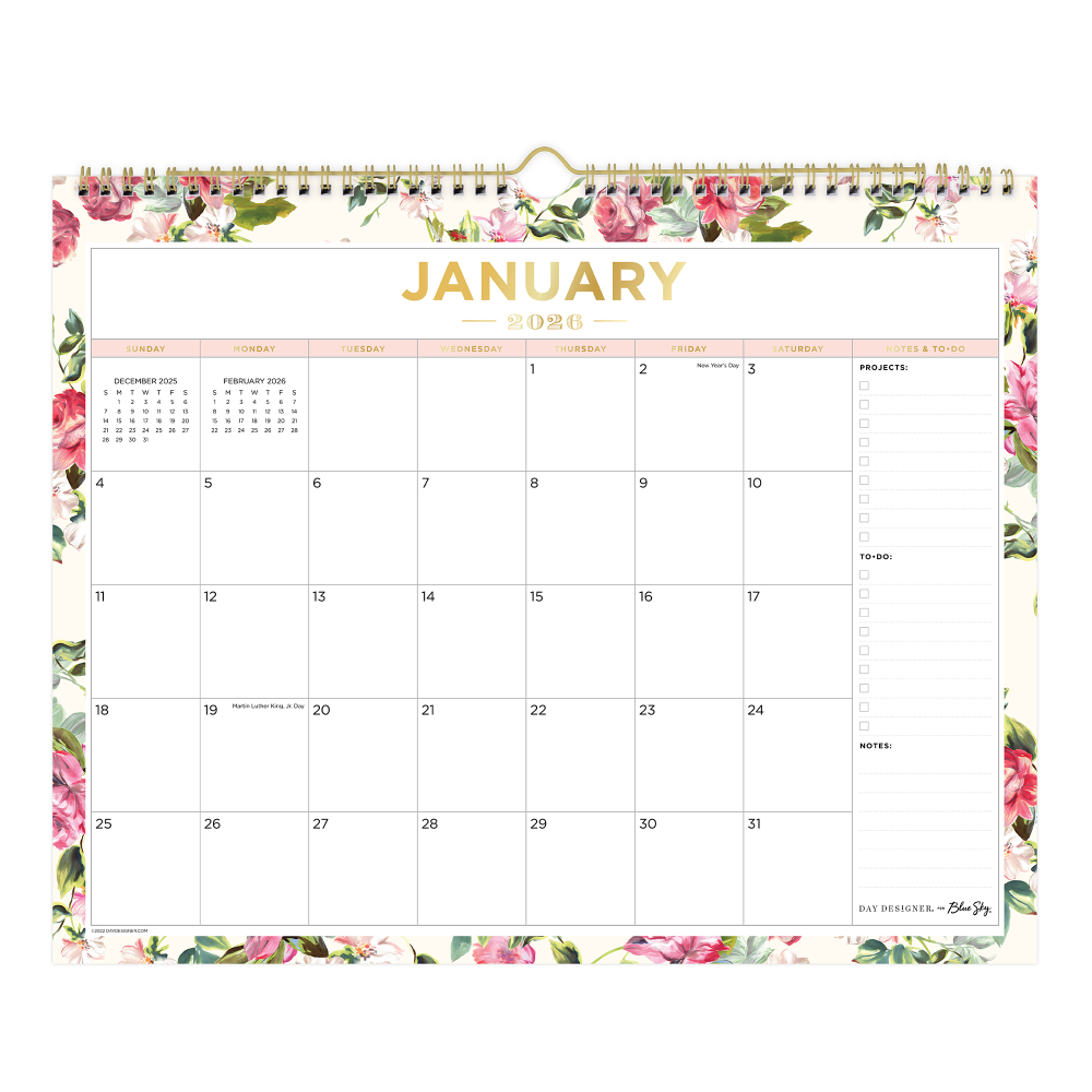 2026 Blue Sky Day Designer Monthly Wall Calendar,