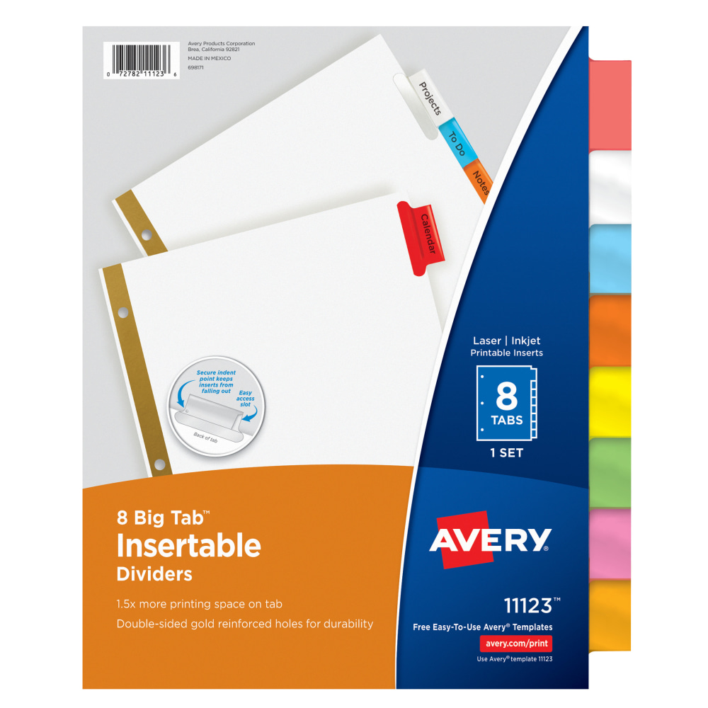Avery® Big Tab™ Insertable Dividers, Gold Reinforced,