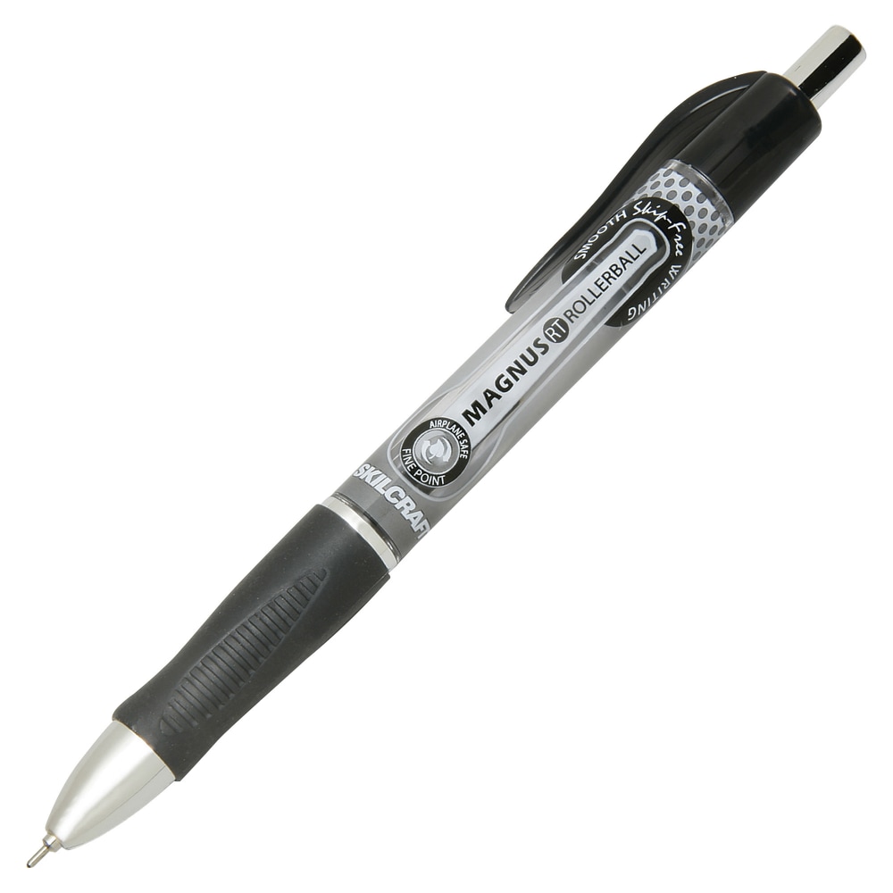 SKILCRAFT® Magnus Retractable Rollerball Pens, Needle Point, 0.5