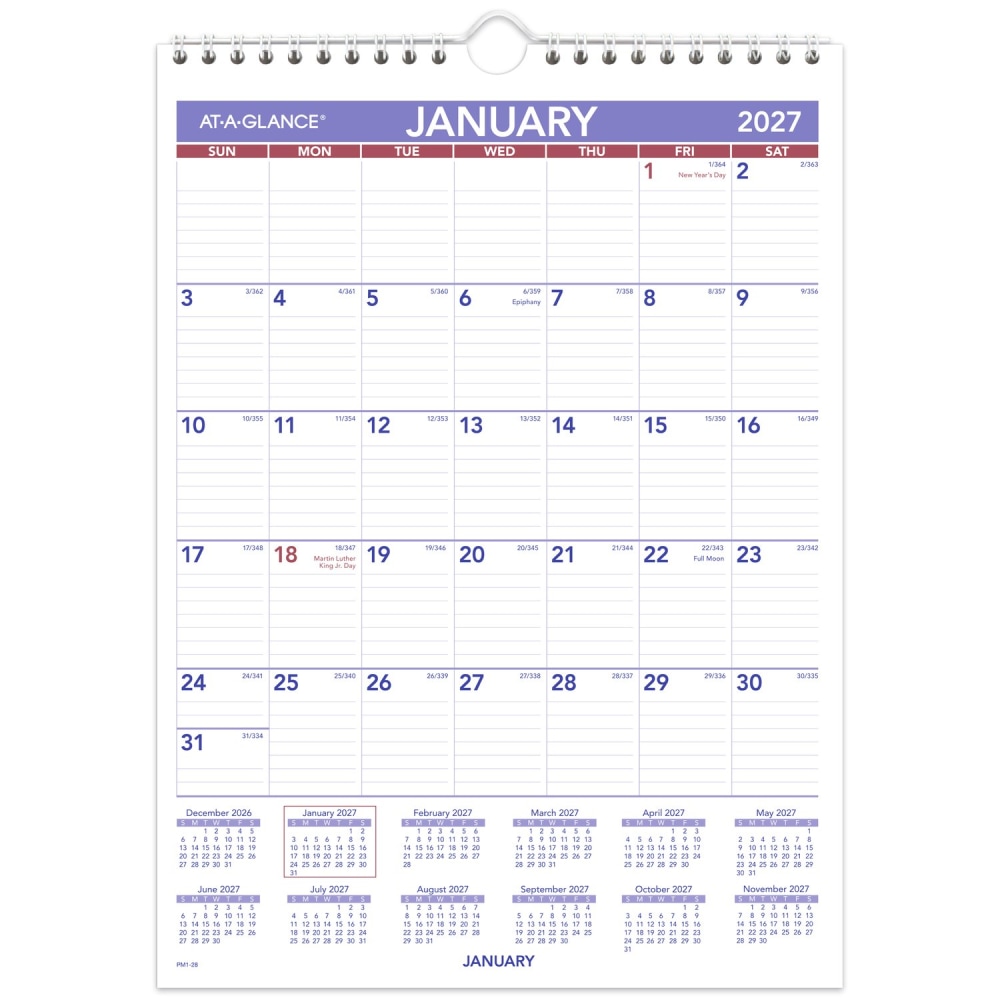 AT-A-GLANCE® 2027 Monthly Wall Calendar, Small, 8" x