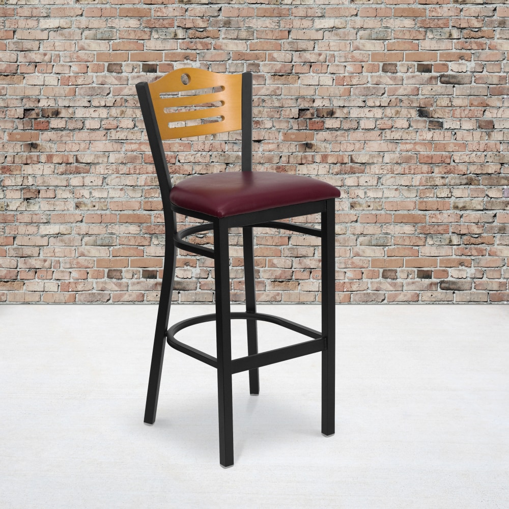 Flash Furniture Metal/Vinyl Restaurant Barstool With Slat Back,