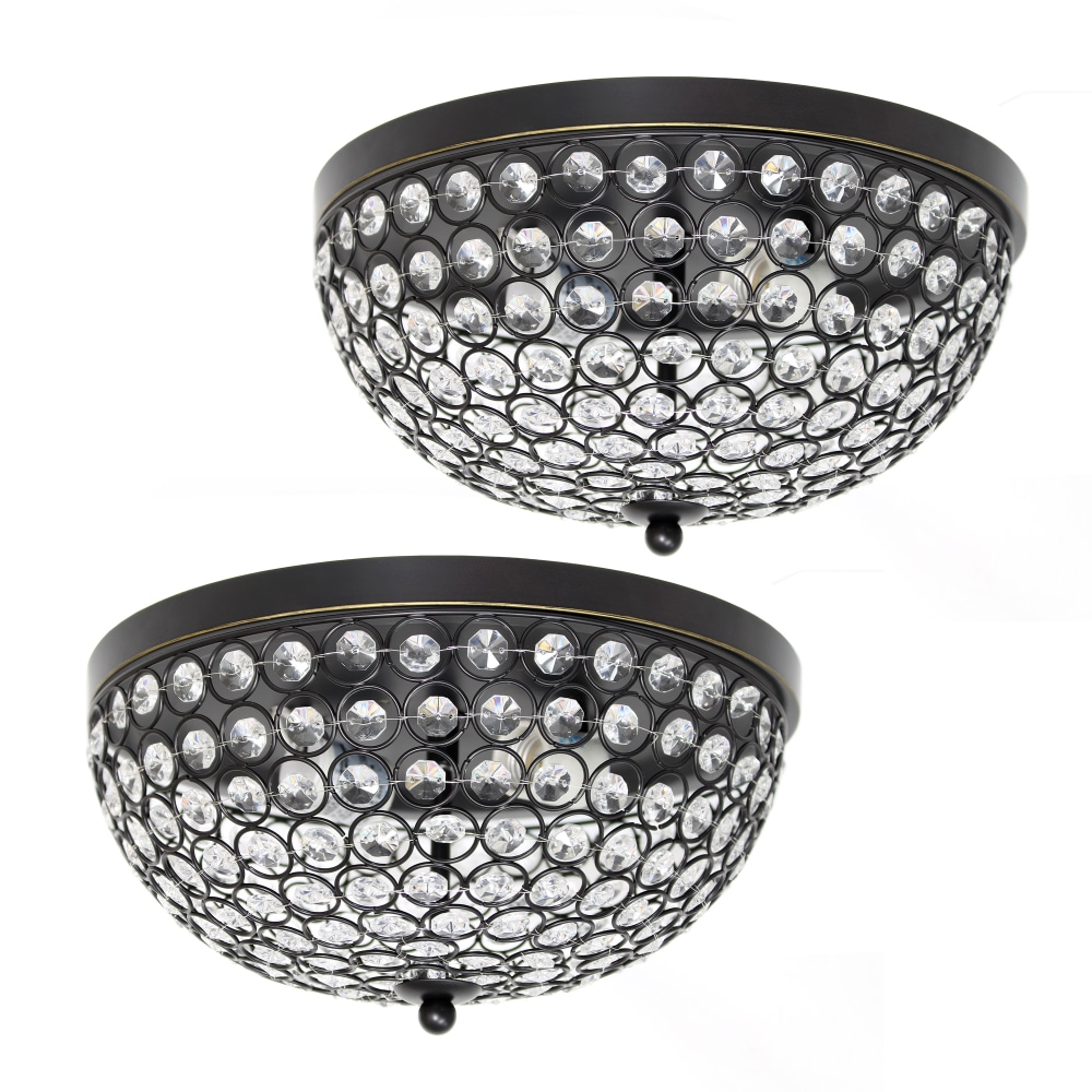 Elegant Designs 2-Light Elipse Crystal Flush-Mount Ceiling