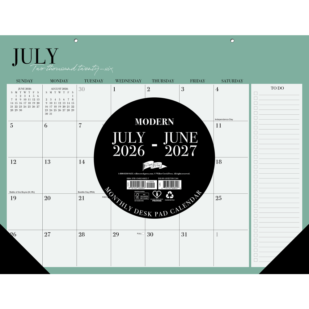 2026-2027 Willow Creek Press Academic Monthly Desk Pad