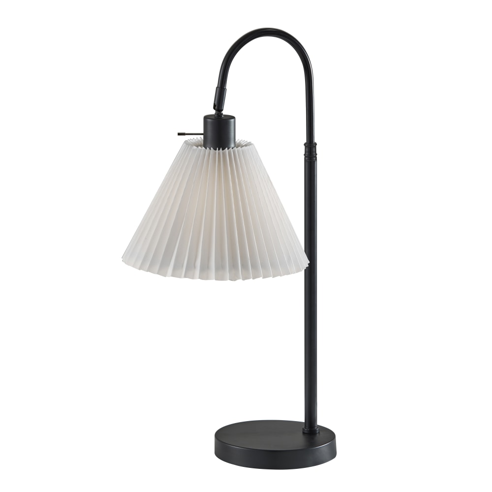 Adesso Thalia Table Lamp, Black/White Fabric Shade