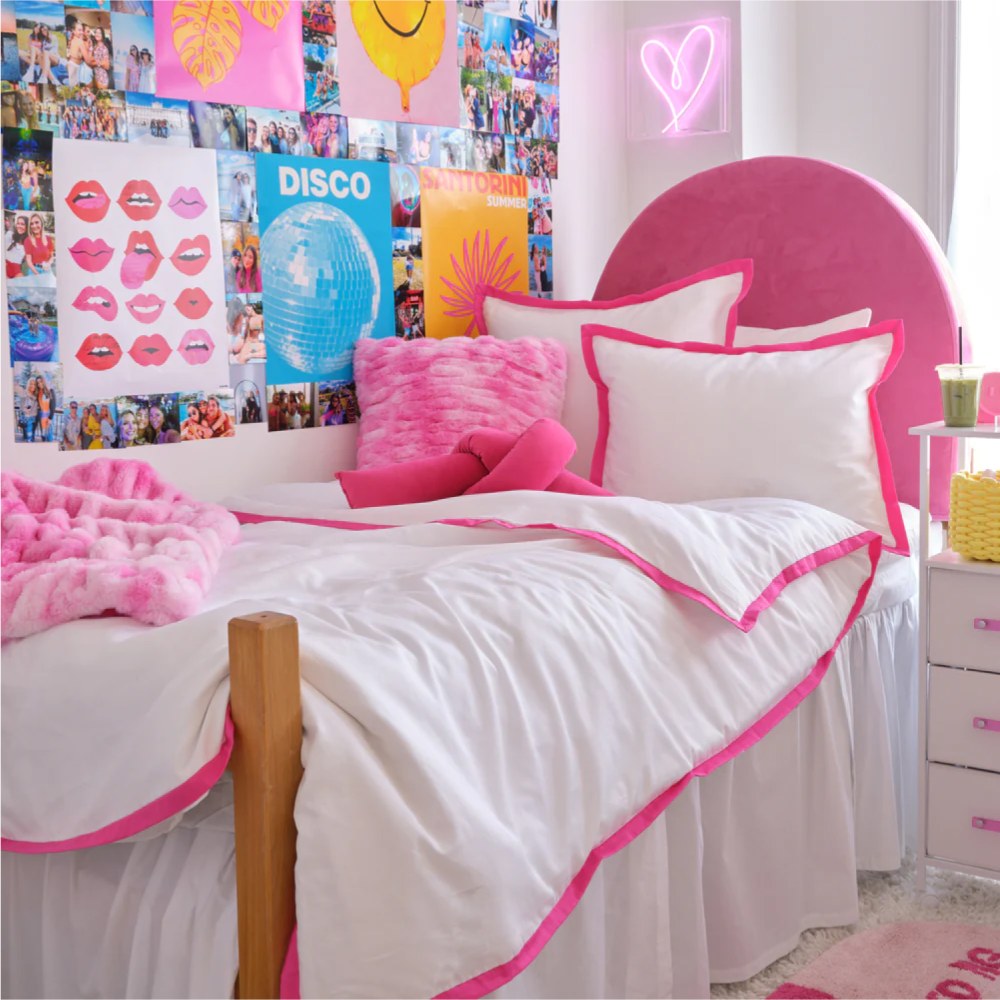 Dormify Jamie Plush Ribbed Throw Blanket, Hot Pink