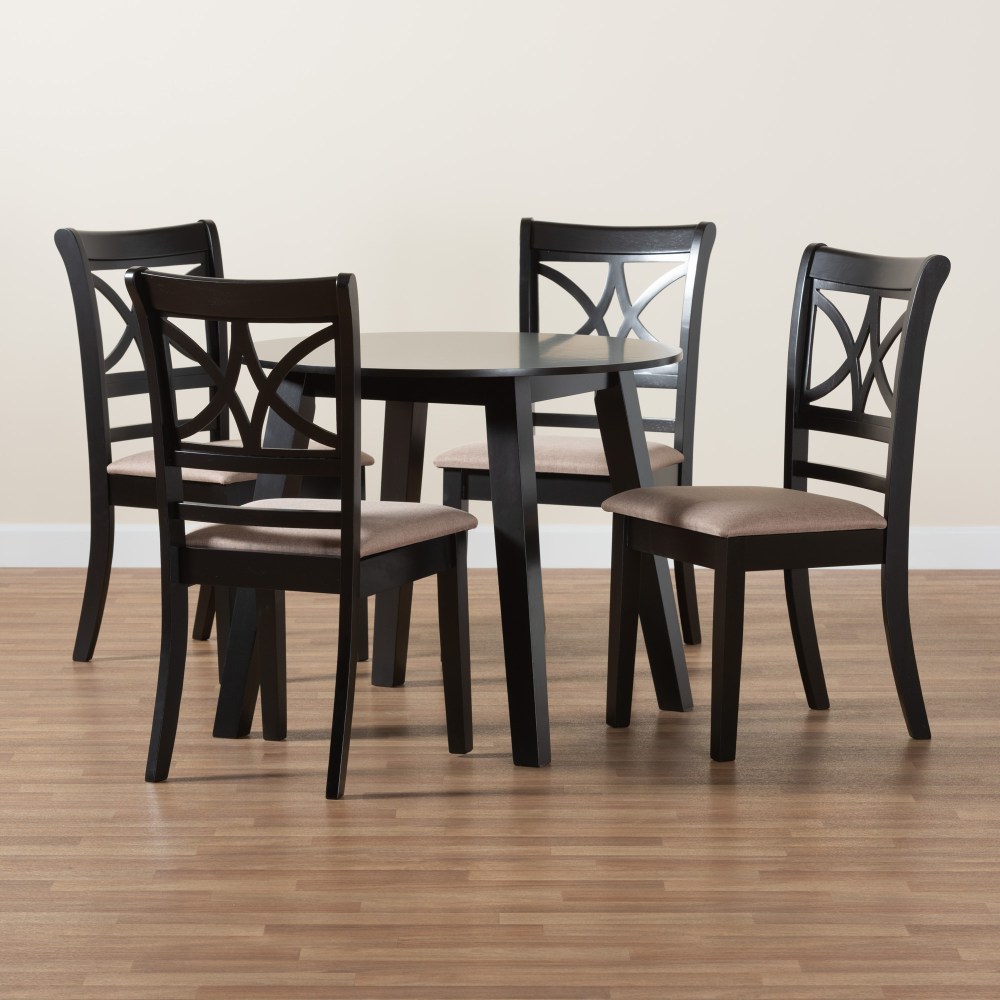 Baxton Studio Brooke Modern 5-Piece Dining Set, Beige/Dark