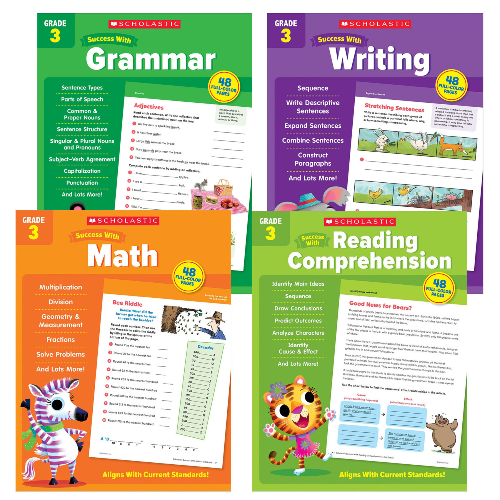 Scholastic Teacher Resources Grade Success Workbooks, 3rd Grade,