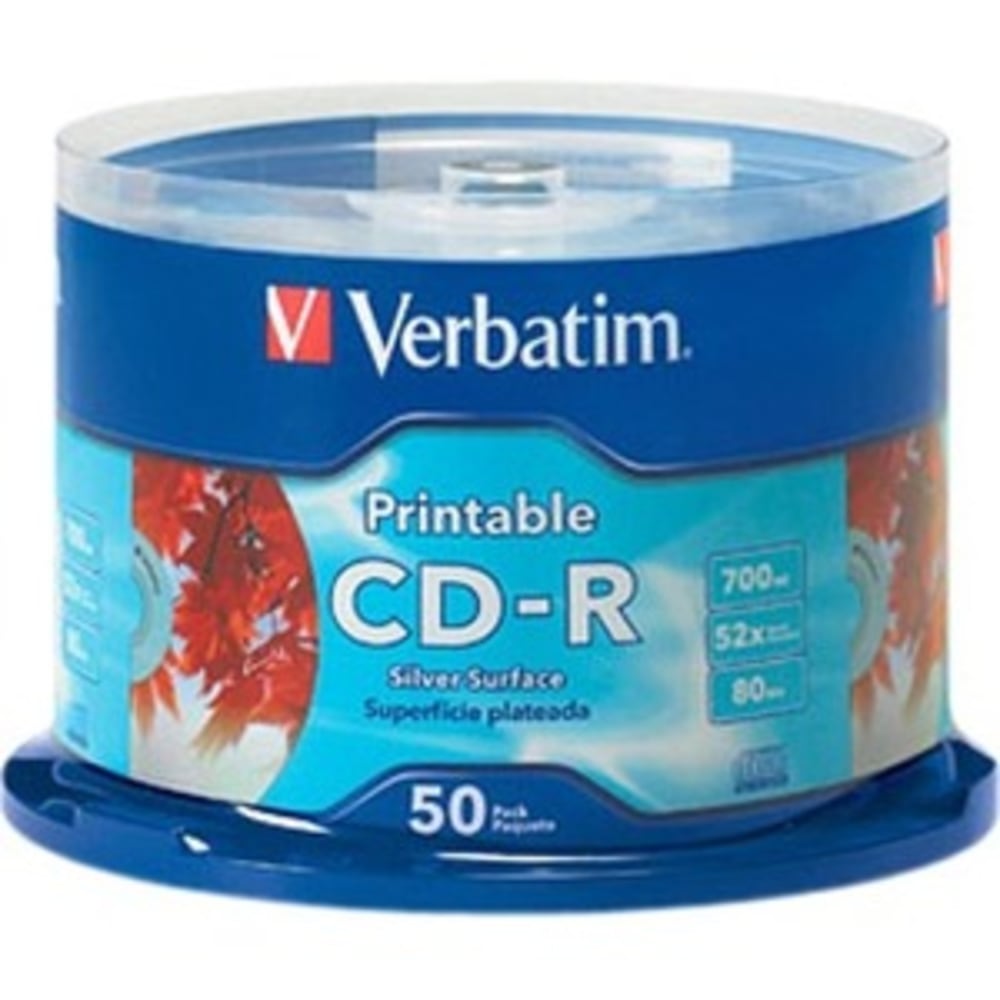 Verbatim CD-R 700MB 52X Silver Inkjet Printable -