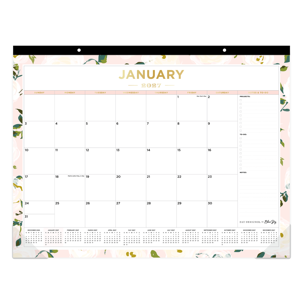 2027 Blue Sky Coming Up Roses Blush Monthly