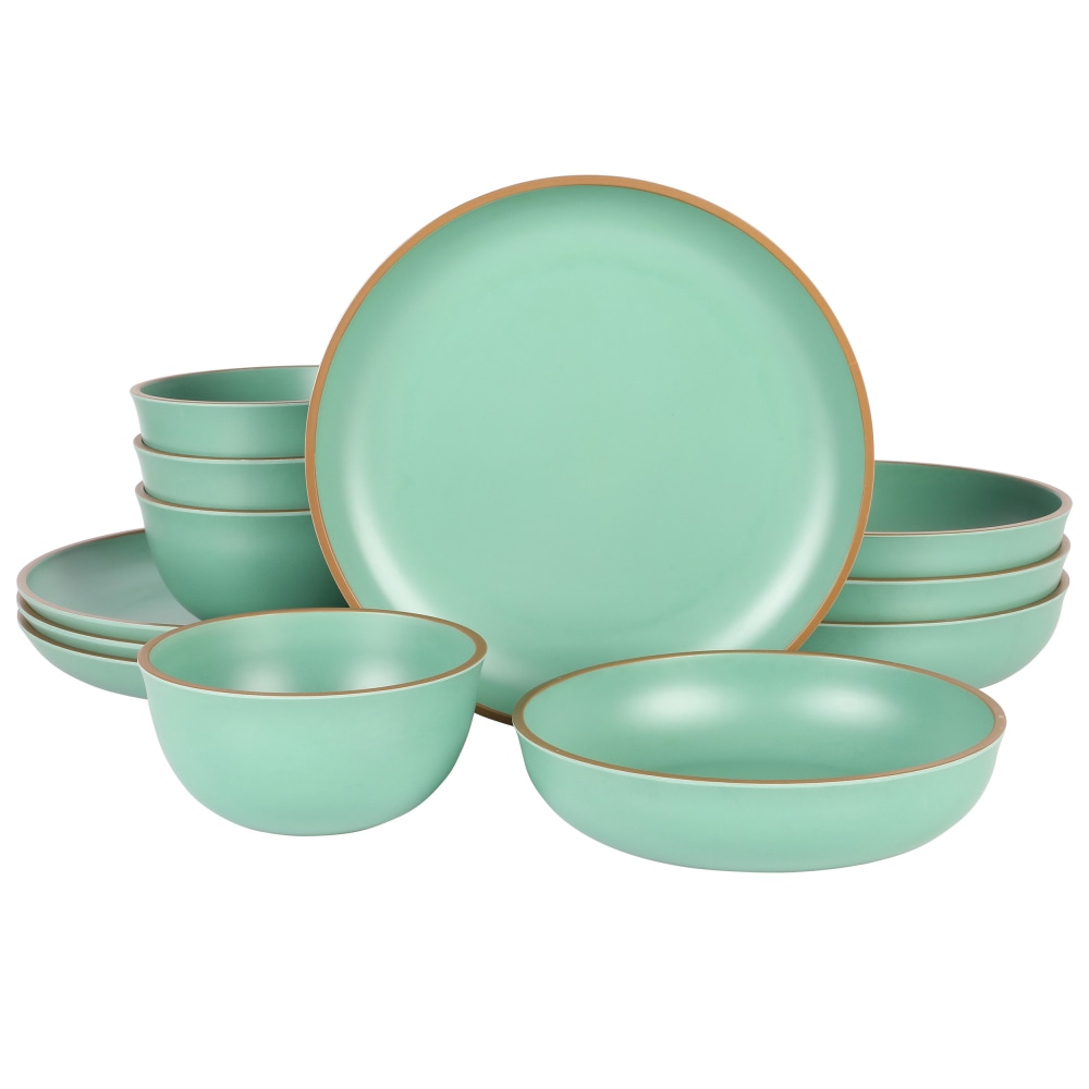 Gibson Home Rockabye 12-Piece Double Bowl Melamine Dinnerware