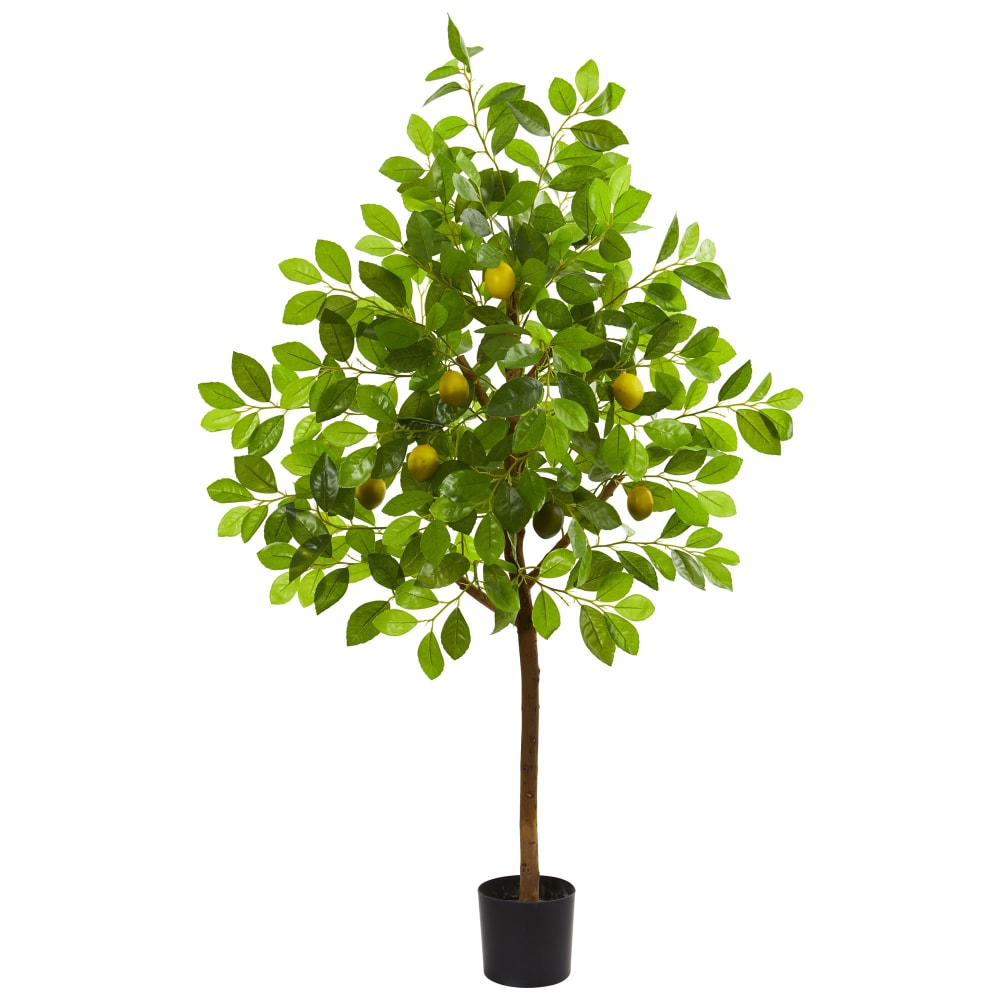 Nearly Natural Lemon 4&#x27; Artificial Tree With Pot,