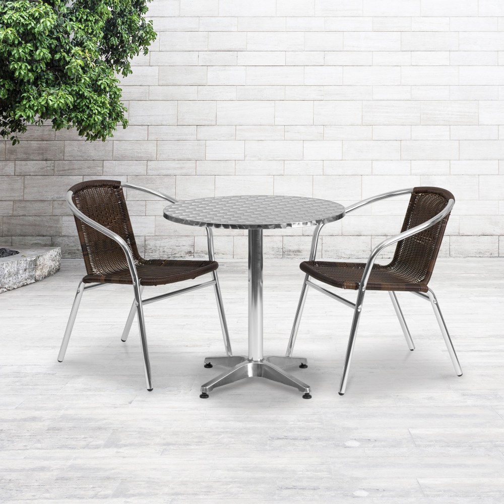 Flash Furniture Lila 3-Piece 27-1/2" Round Aluminum