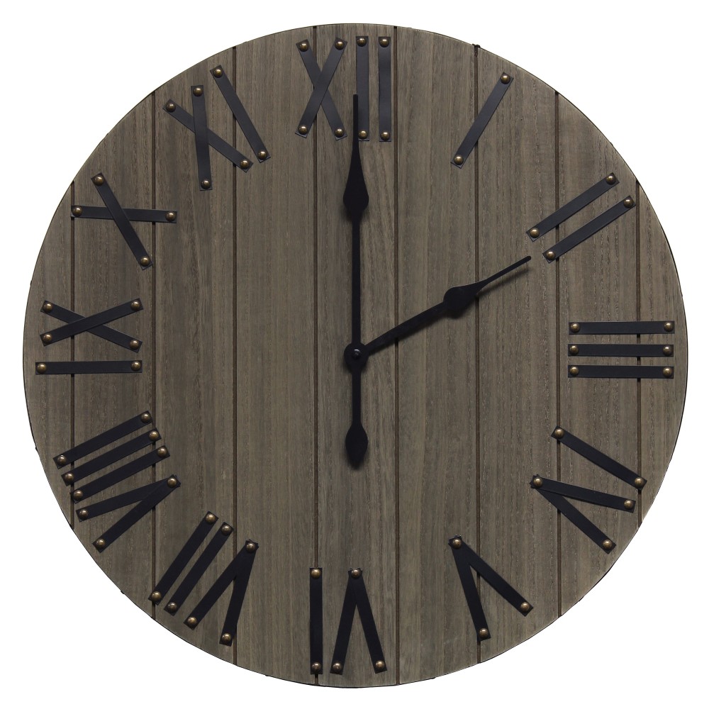 Elegant Designs Handsome Rustic Farmhouse Wood Wall Clock,
