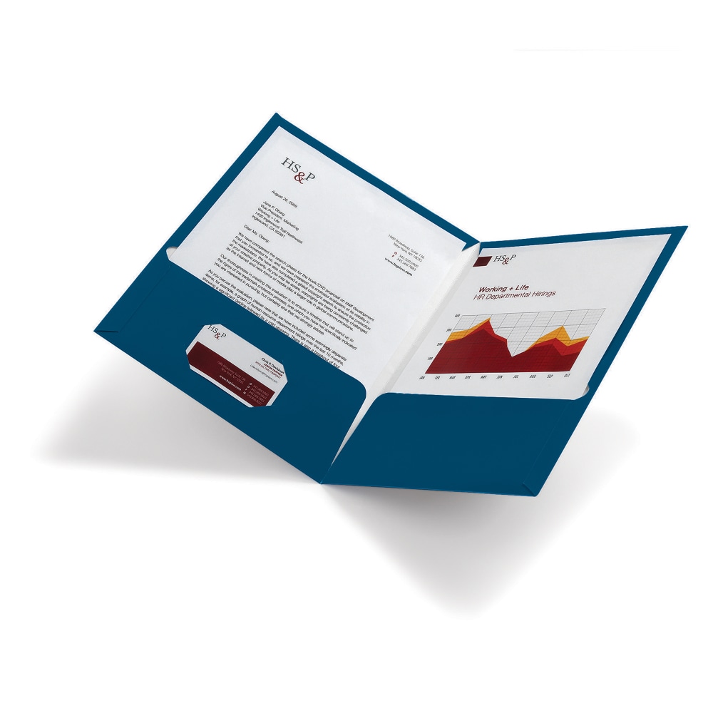 Office Depot® Brand Laminated 2-Pocket Folders, Navy Blue,