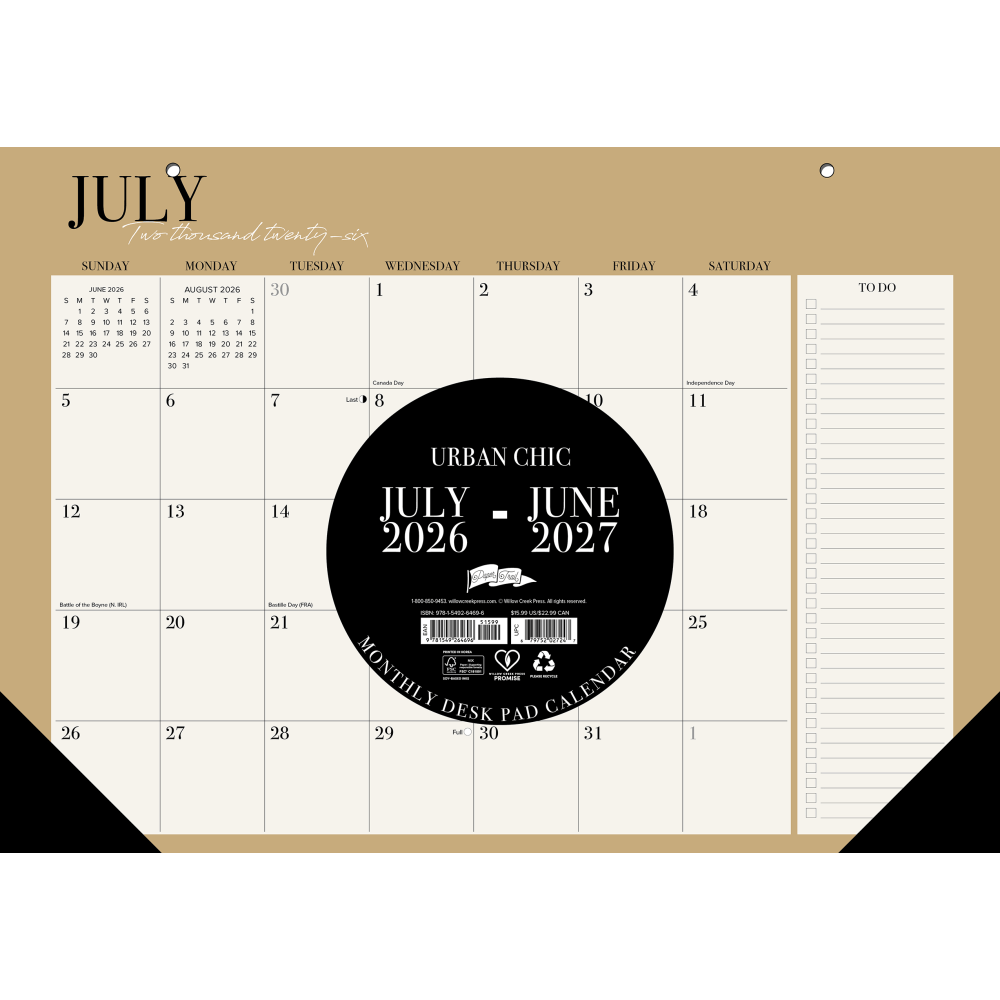 Willow Creek Press Academic Monthly Desk Pad Calendar,