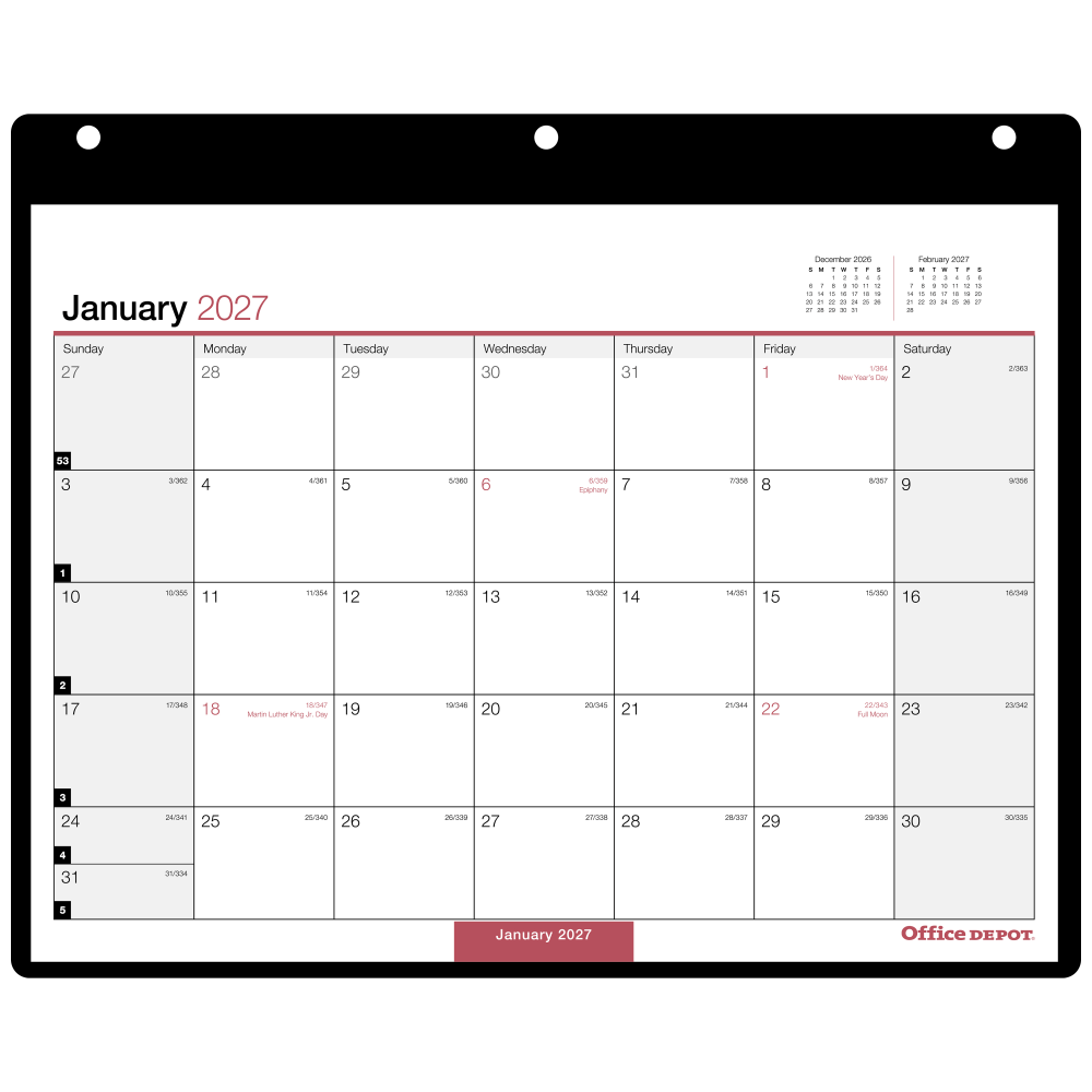 Office Depot Brand Monthly Desk Wall Calendar, 11"