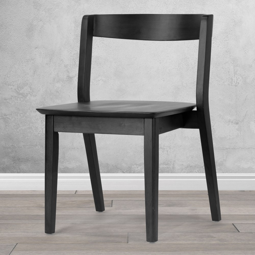 Glamour Home Astor Rubberwood Dining Accent Chairs, Black,